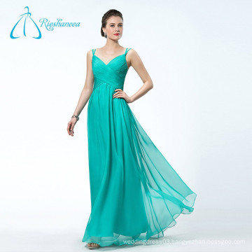 High Quality Criss Cross Floor Length Pleat Green Prom Dress